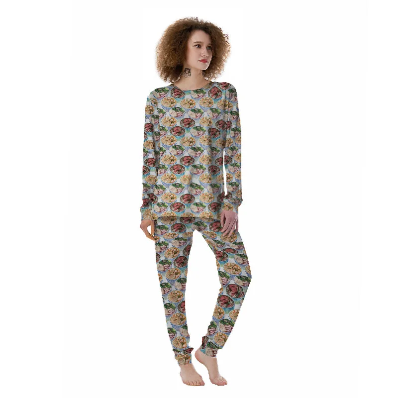 Watercolor Vietnamese Pho Print Pattern Women's Pajamas