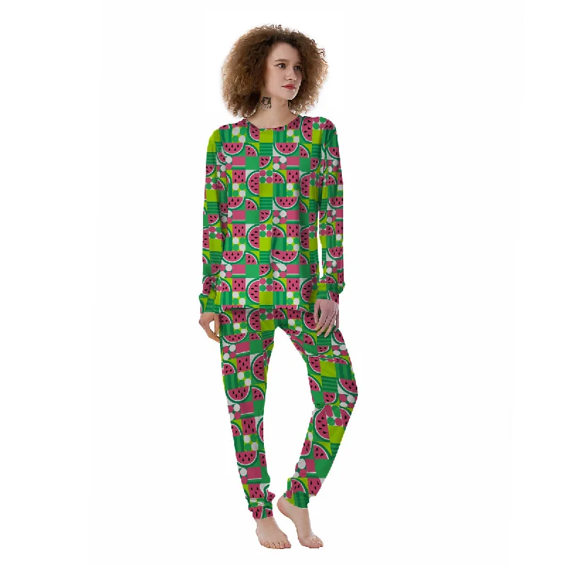 Watermelon Fruit Slice Geometric Print Women's Pajamas