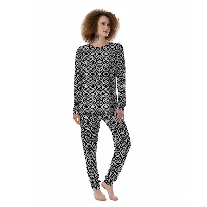 White And Black Target Board Print Pattern Women's Pajamas