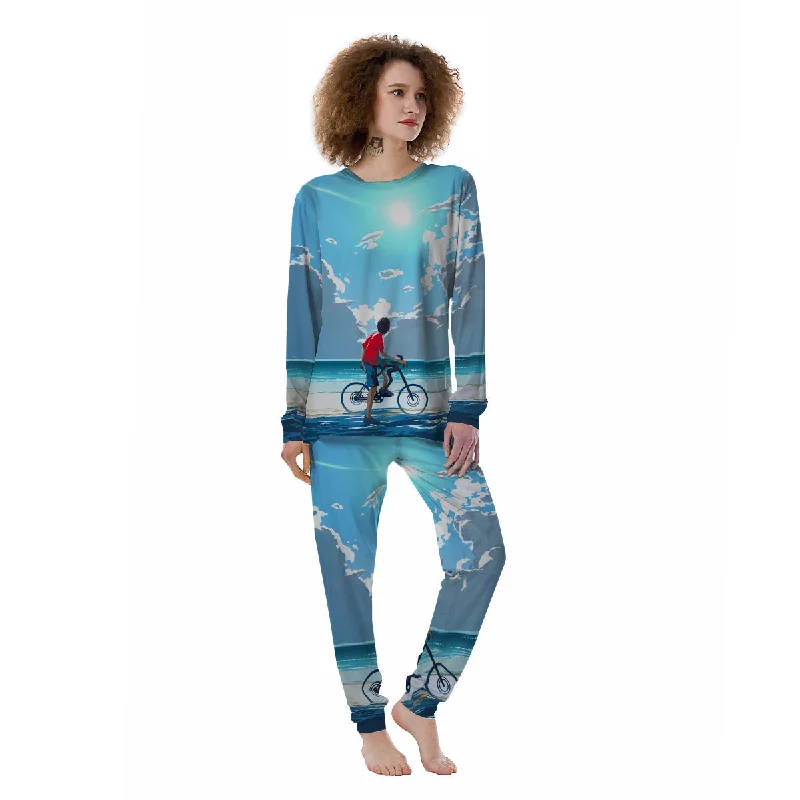 Young Man Looking At The Meteor Print Women's Pajamas