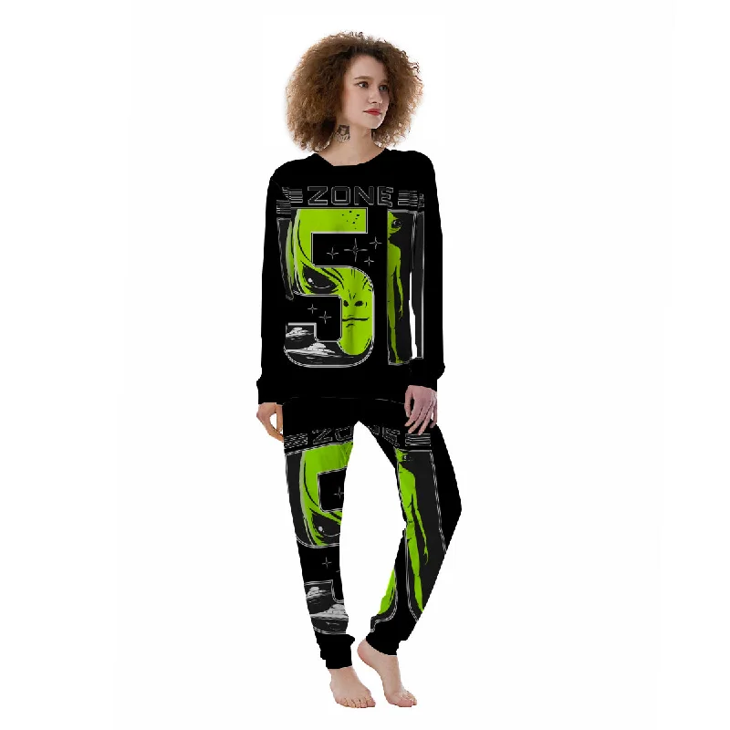 Zone 51 Alien And UFO Print Women's Pajamas