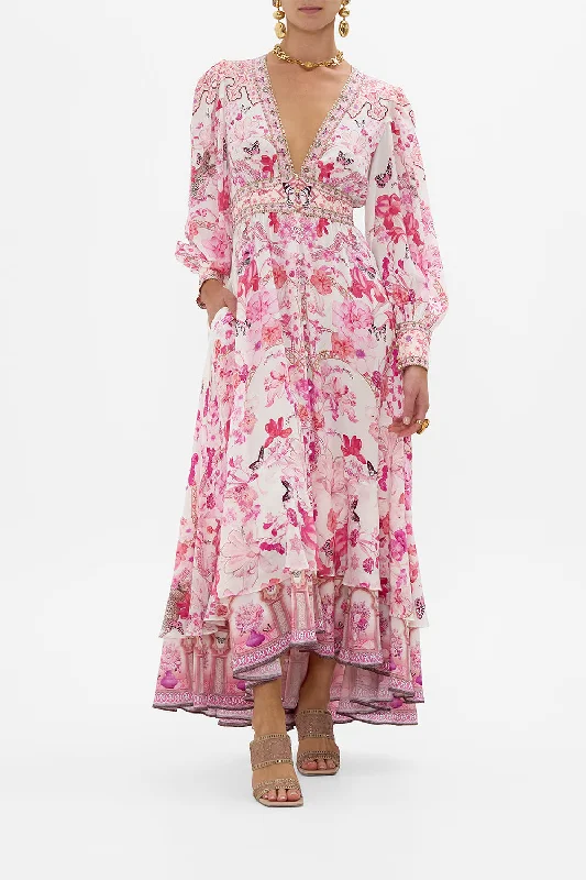 LONG BUTTON FRONT DRESS BOTANICAL NOVELLA