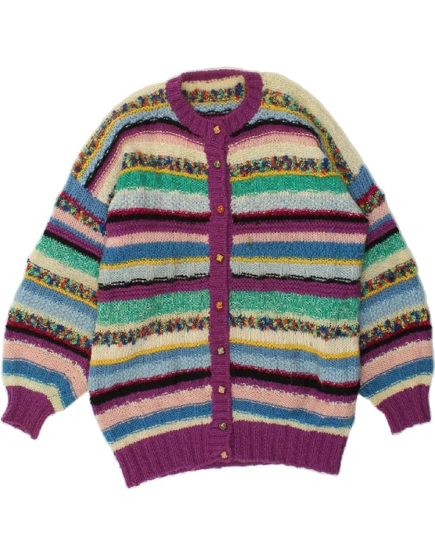 VINTAGE Womens Cardigan Sweater UK 18 XL Multicoloured Striped