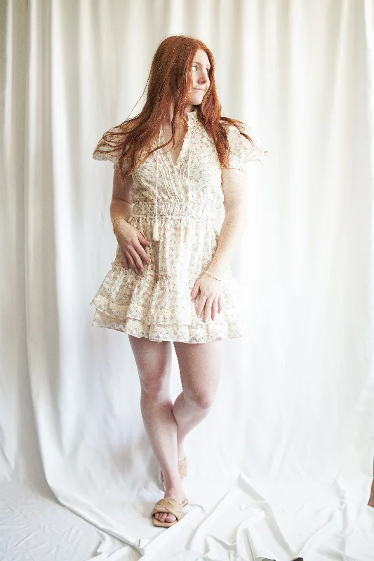 Embroidered Mini Ruffle Tier Dress