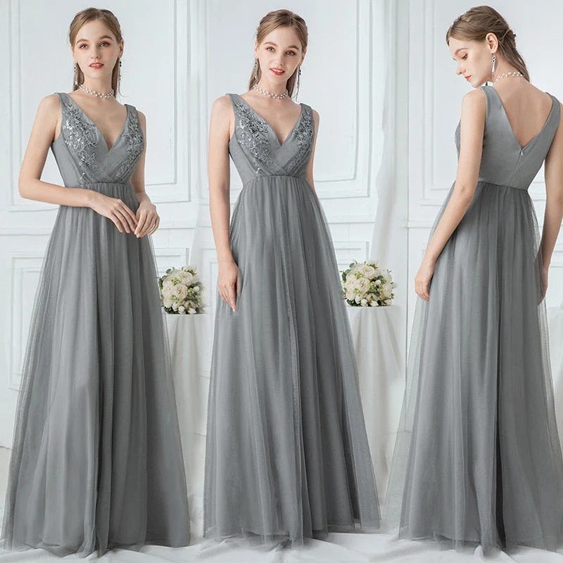 Elegant Shining Sequin Appliques A Line Bridesmaid Dresses