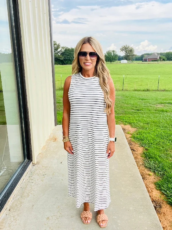 THINK ABOUT IT STRIPED MIDI DRESS--LAST CHANCE SALE