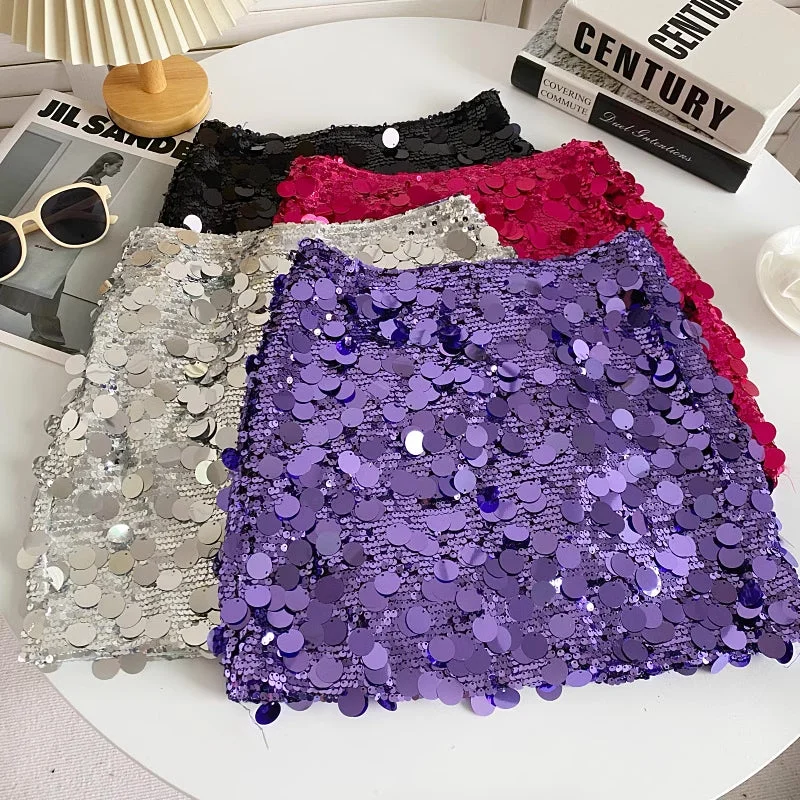 Chunky Sequin Mini Skirt (4 Colors)