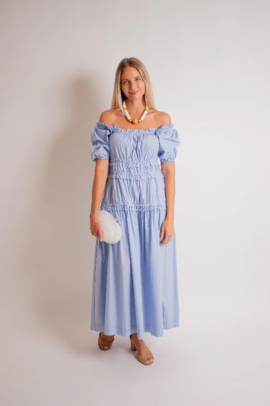 Periwinkle Ruffle Up Maxi Dress