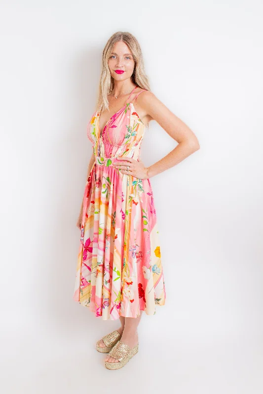 Floral Sleeveless V-Neck Maxi Dress