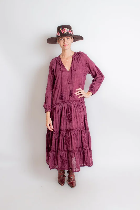 "Hannah" Burgundy Maxi Dress