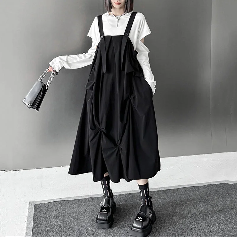 Mid-length Suspender A-line Skirt