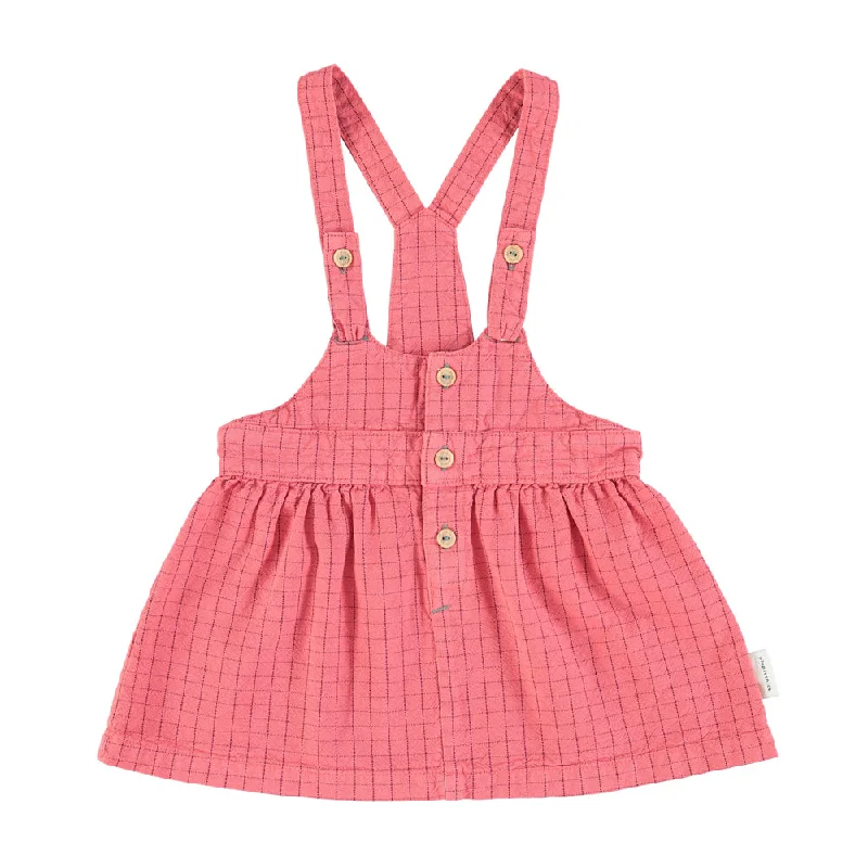 PIUPIUCHICK STRAWBERRY CHECKERED SUSPENDER SKIRT