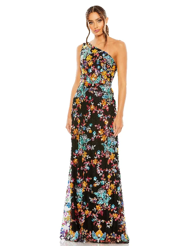 Mac Duggal 68515 Long One Shoulder Floral Prom Gown