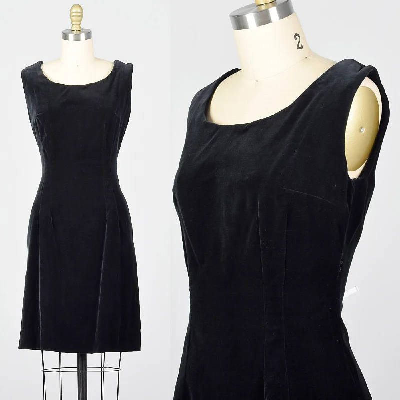 1950s Black Velvet Jumper Dress