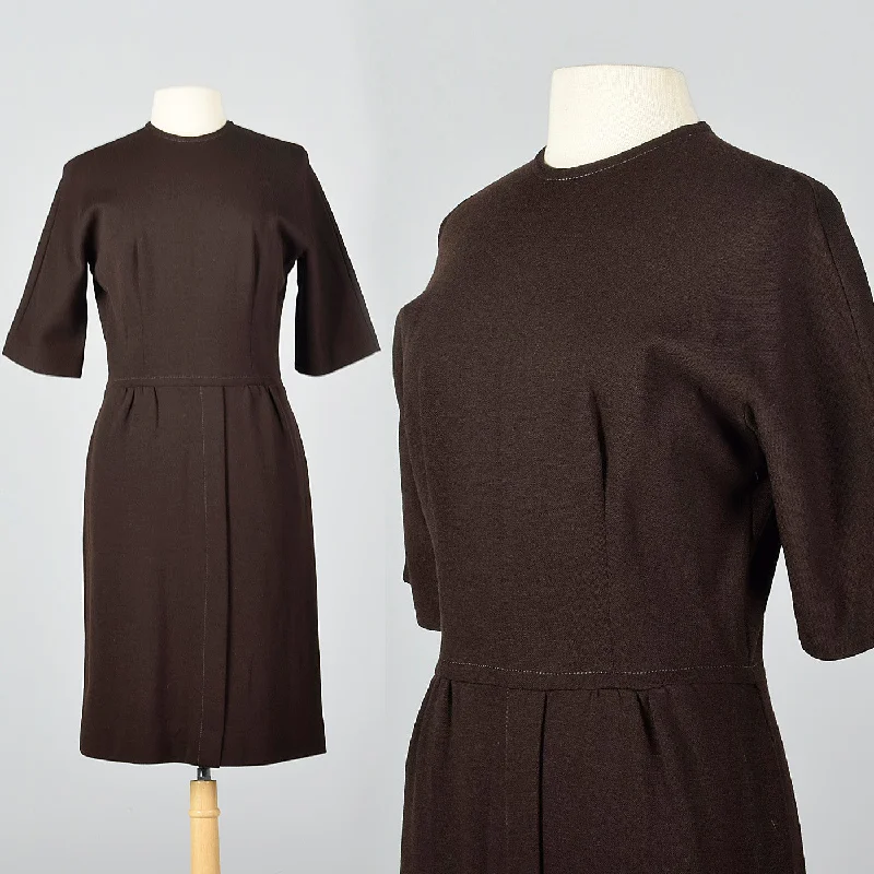 1950s Brown Knit Dress