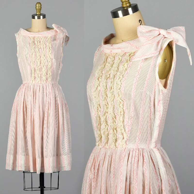 1950s Pink and White Sheer Day Dress