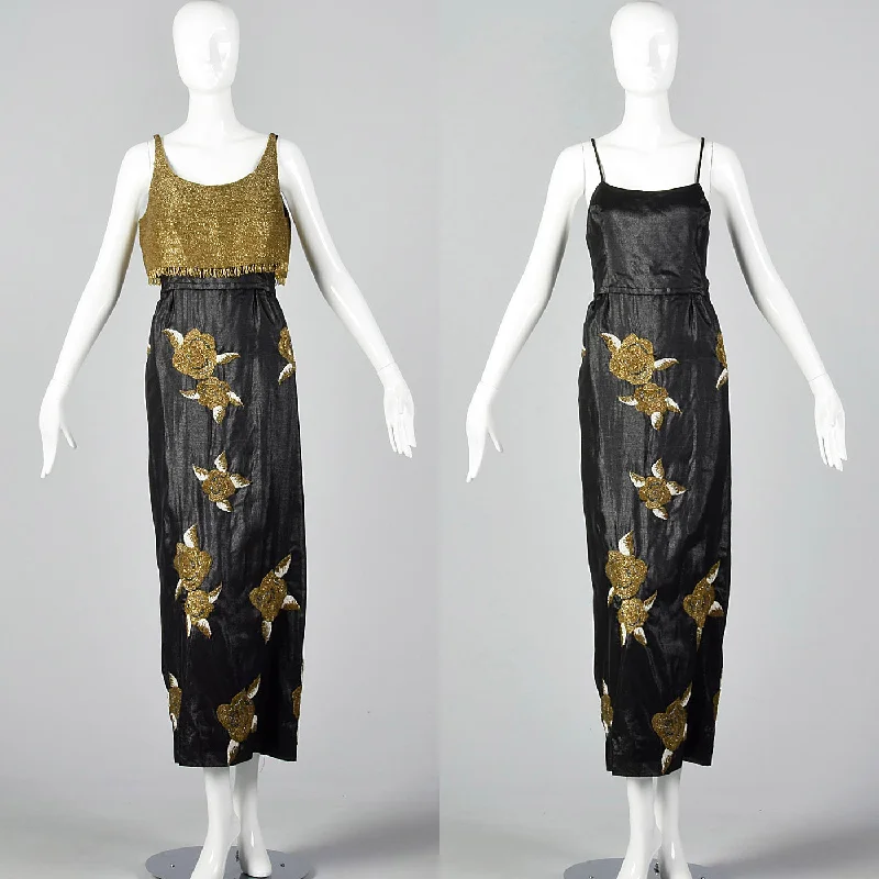 1960s Beaded Dress and Crop Top Set