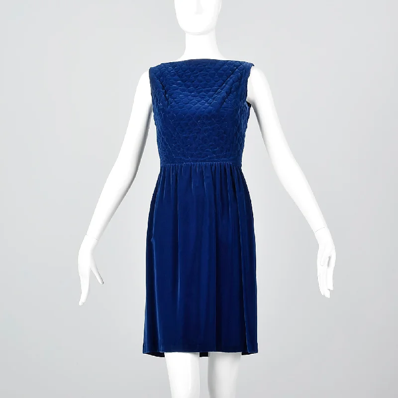 1960s Lanz Original Blue Velvet Dress