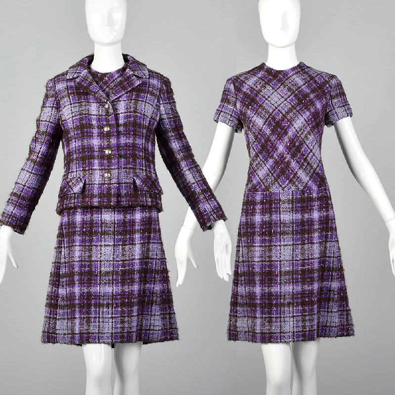 1960s Purple Tweed Dress Set