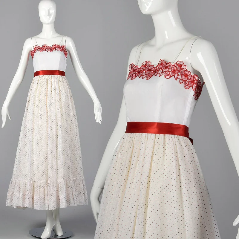 1970s Polka Dot Prom Dress