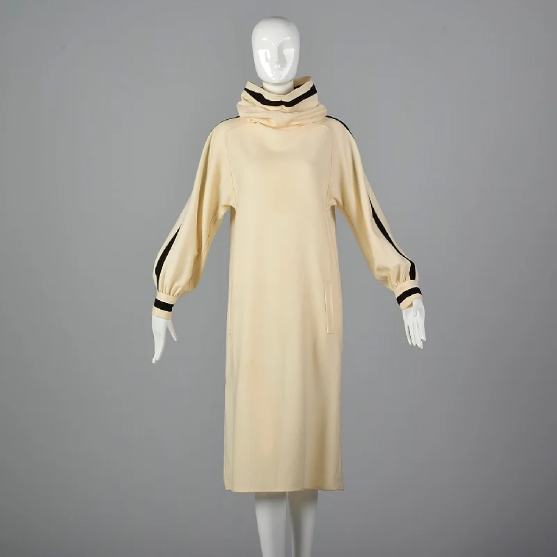 1980s Bernard Perris Dress with Cowl Neck