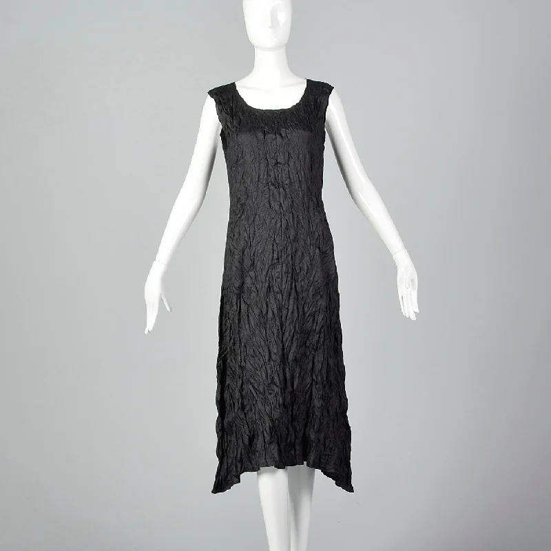 1990s Issey Miyake Black Textured Dress