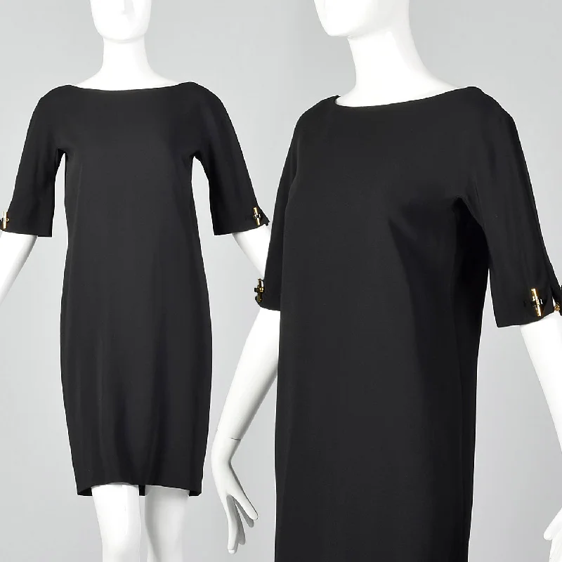 1990s Tom Ford for Gucci Black Shift Dress with Link Buttons