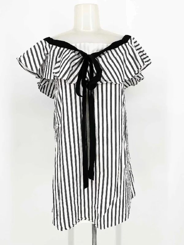 alice+olivia Women's black/white Off The Shoulder Stripe Size XS Dress