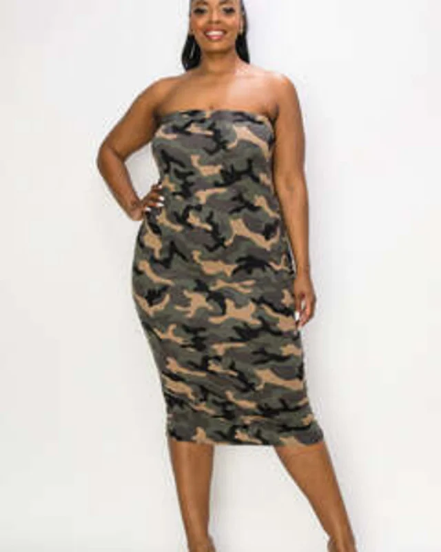 Ariana Camo Tube Dress | Olive Airforce Moss