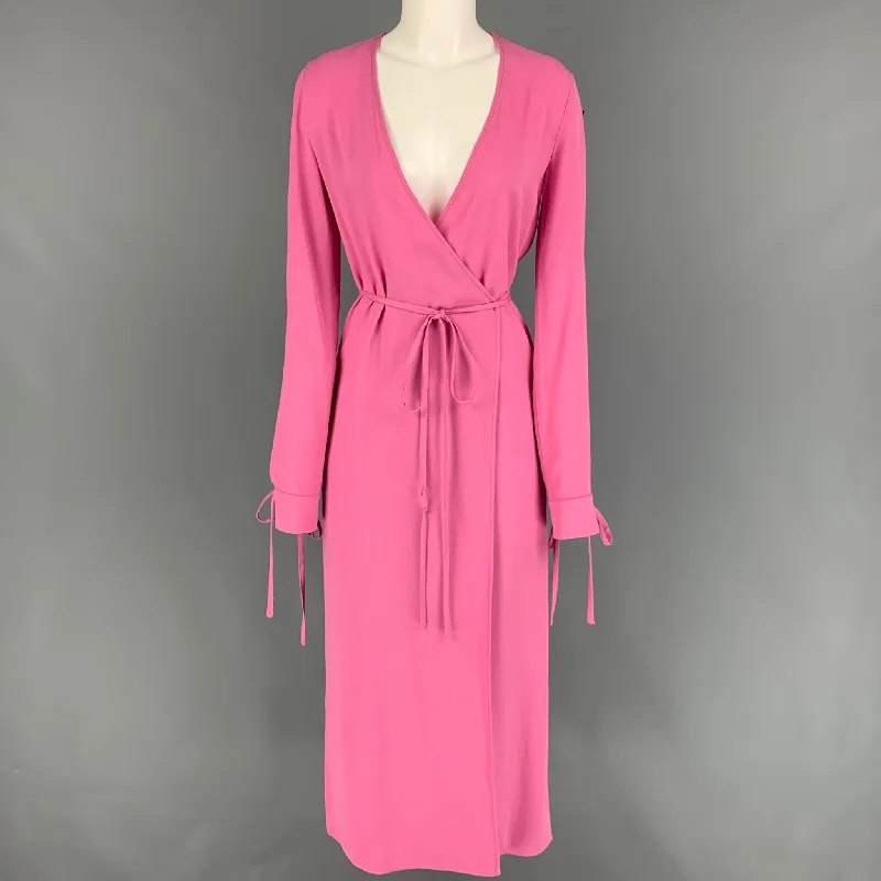 ATTICO Size 0 Pink Acetate Viscose Wrap Dress