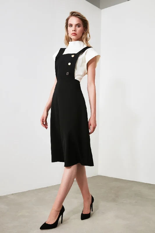 Black Button Detailed Dress