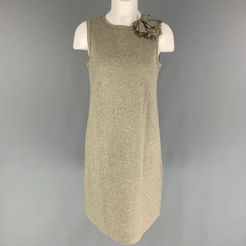 BRUNELLO CUCINELLI Size M Grey Wool Blend Heather Sleeveless Dress