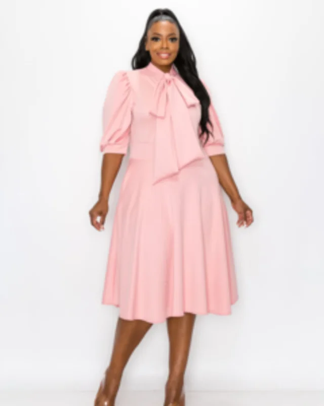 Casey Scuba Flare Dress | Blush