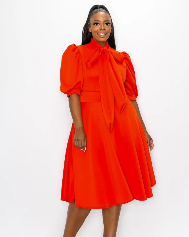 Casey Scuba Flare Dress | Dark Orange