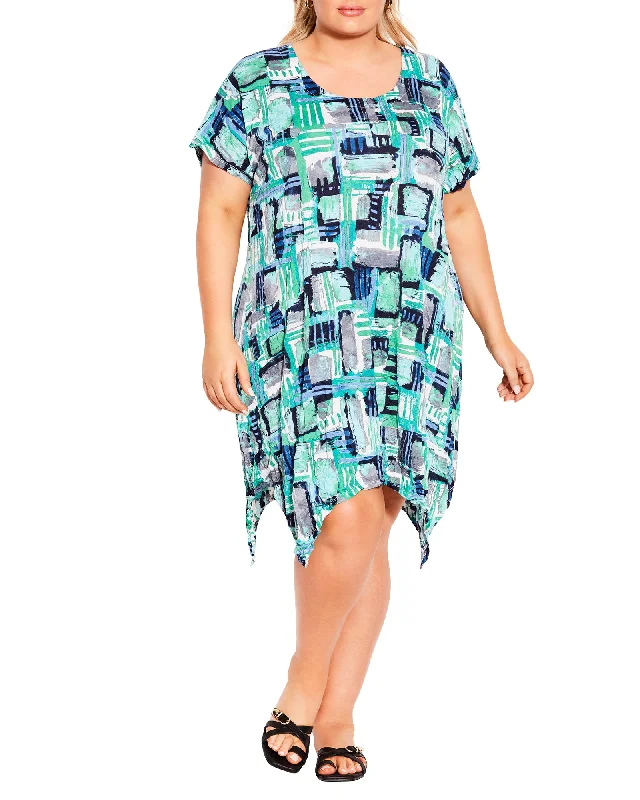 Clarissa Crush Dress | Aqua / Navy