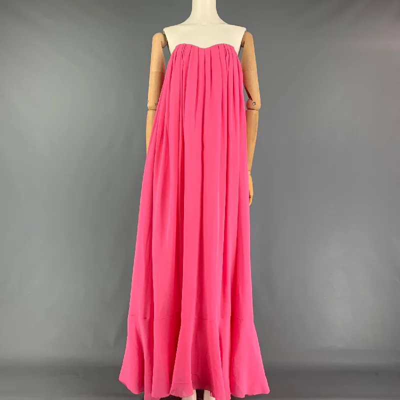 DELPOZO FW 19 Size 4 Pink Silk Strapless Dress