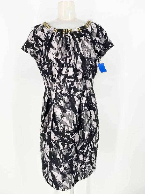 Donna Ricco Women's Black/Silver sheath Silk Abstract Size 8 Dress