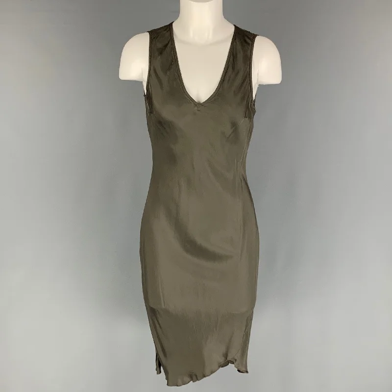 DRIES VAN NOTEN Size 4 Grey V-neck Slip Dress