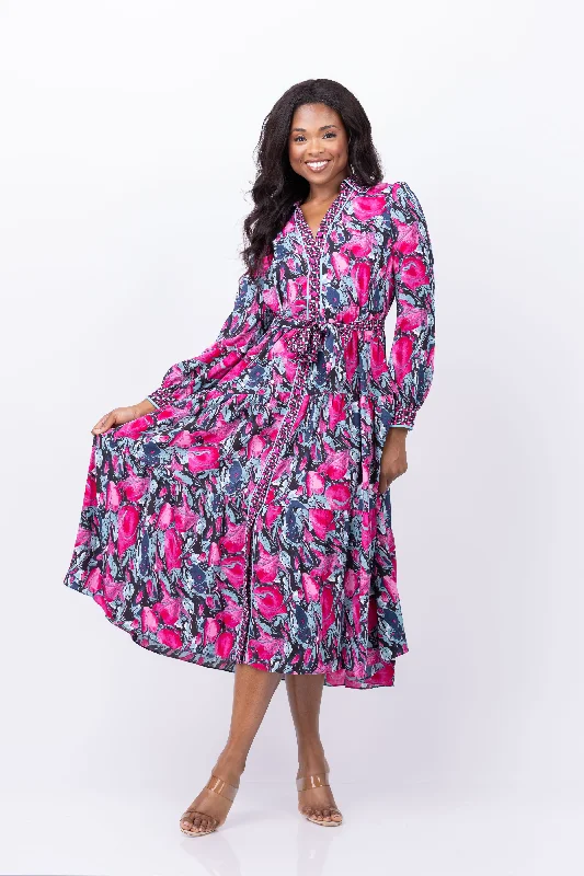 DVF Alea Dress in Misfit Marble/Lydian Indian Pink