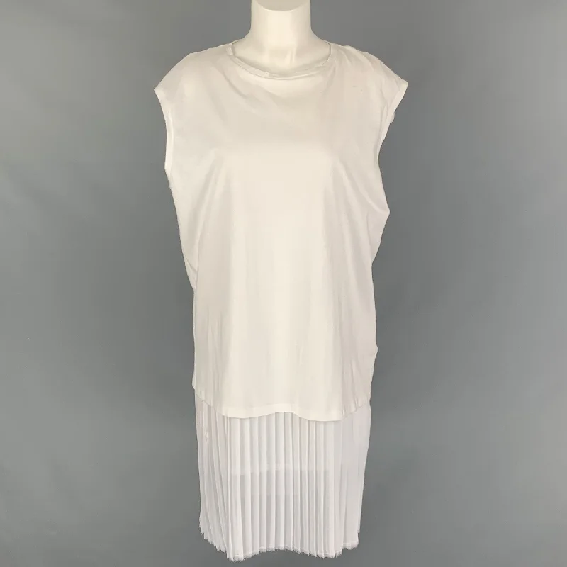 EACH X OTHER Size M White Cotton &  Polyester Pleated Dress