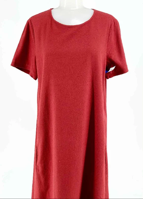 Eileen Fisher Size S Red S/S Silk Textured Dress