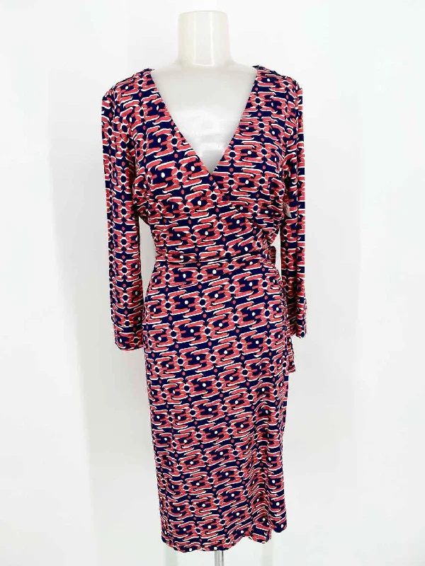 Felicity&Coco Women's Red/Blue Wrap Abstract Size M Dress