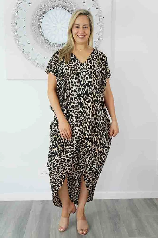 Frilled Toga Dress "Leopard"