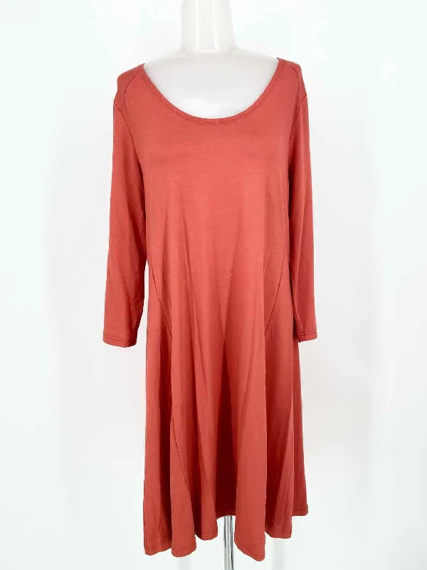 Garnet Hill Women's Orange 3/4 Sleeve Jersey Size S Dress