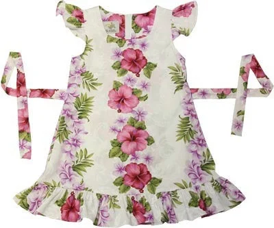 105C - Girls Hawaii Dress Plumeria Panel