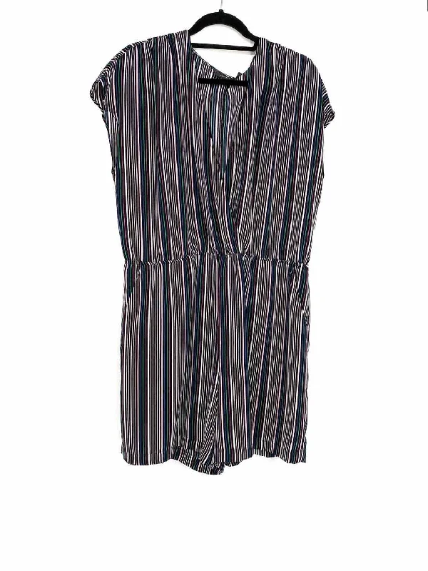 Halogen Women's black/white Cap Sleeve Stripe Size L Romper