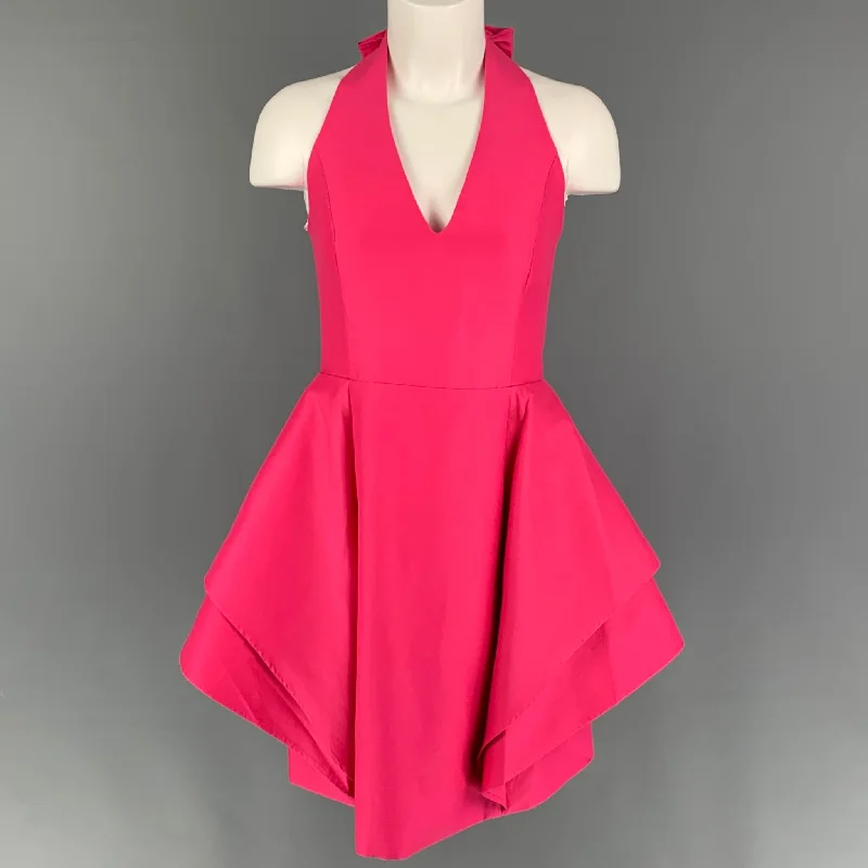 HALSTON HERITAGE Size 10 Pink Cotton Silk Sleeveless Dress