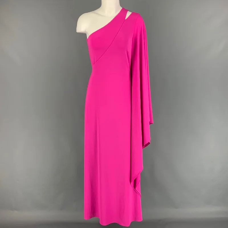 HALSTON HERITAGE Size 2 Pink One Shoulder Dress