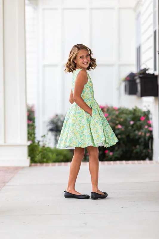 Jackie Dress in Green Flowers