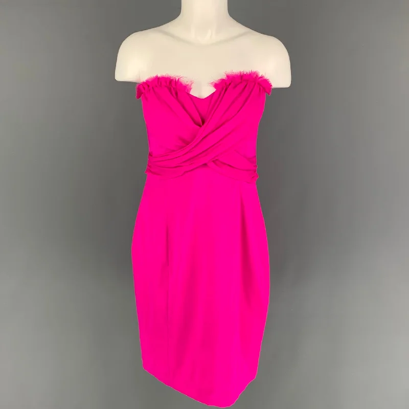 JAY GODFREY Size 10 Pink Silk Lycra Strapless Dress